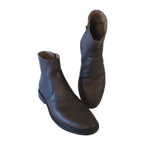 Frye Men's Brown Leather Chelsea Boots Size 10 With Side Zippers - Picture 1 of 12